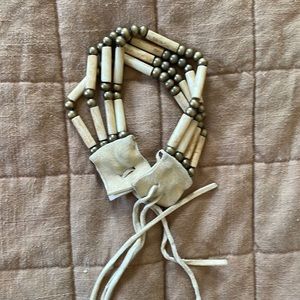 Native American choker // beaded leather straps // handmade // Portland, OR,